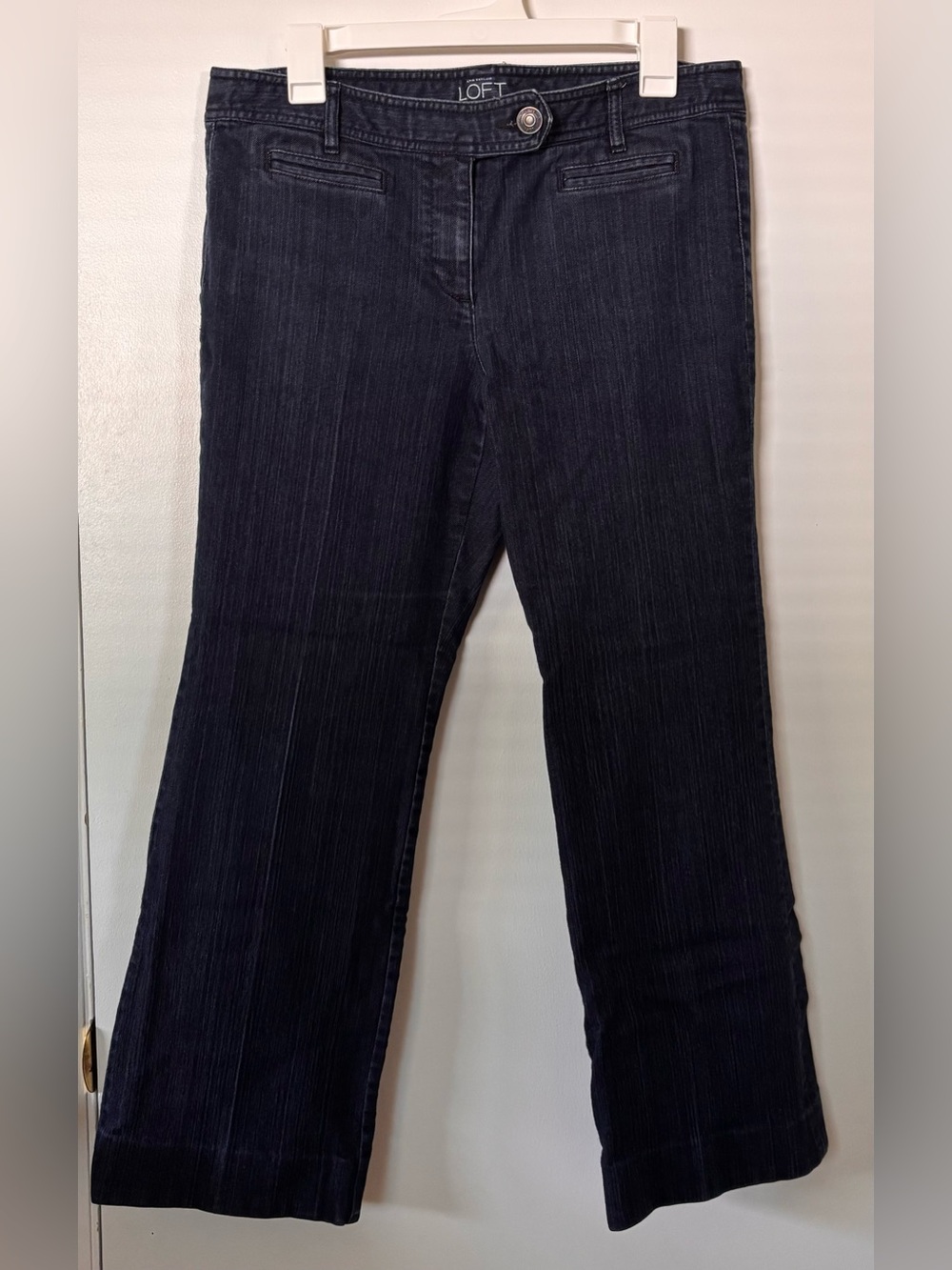 Ann Taylor LOFT Dark Indigo Bootcut Flare Sailor Jeans 10 P Petite Short Jeans